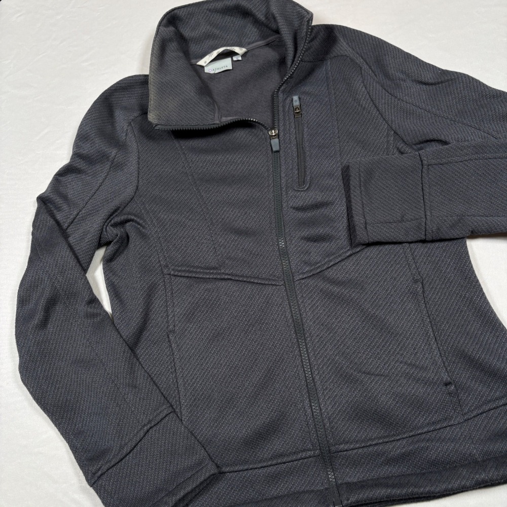 Athleta Trailwind Full Zip Jacket Womens M Gray Fleece Knit Hiking Gym 964405